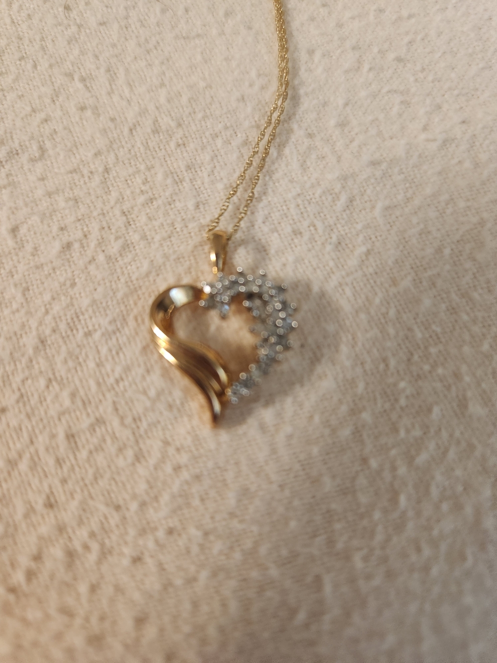 Gold Heart Pendant Necklace with Clear Stones - Women Jewelry - Picture 2 of 2
